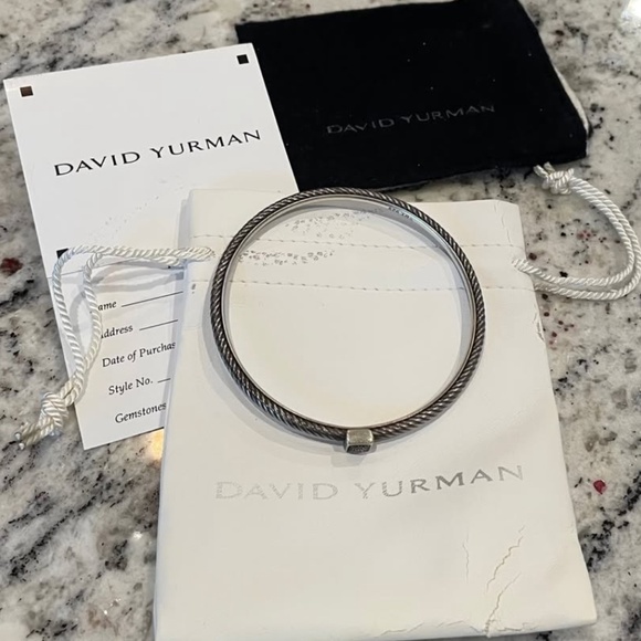 David Yurman Black Diamond Single Station Cable Bangle Bracelet - Picture 2 of 2